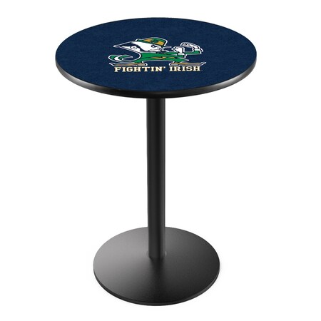 Holland Bar Stool Co 42" Blk Wrinkle Notre Dame Leprechaun Pub Table, 36" dia. Top L214B4236ND-Lep